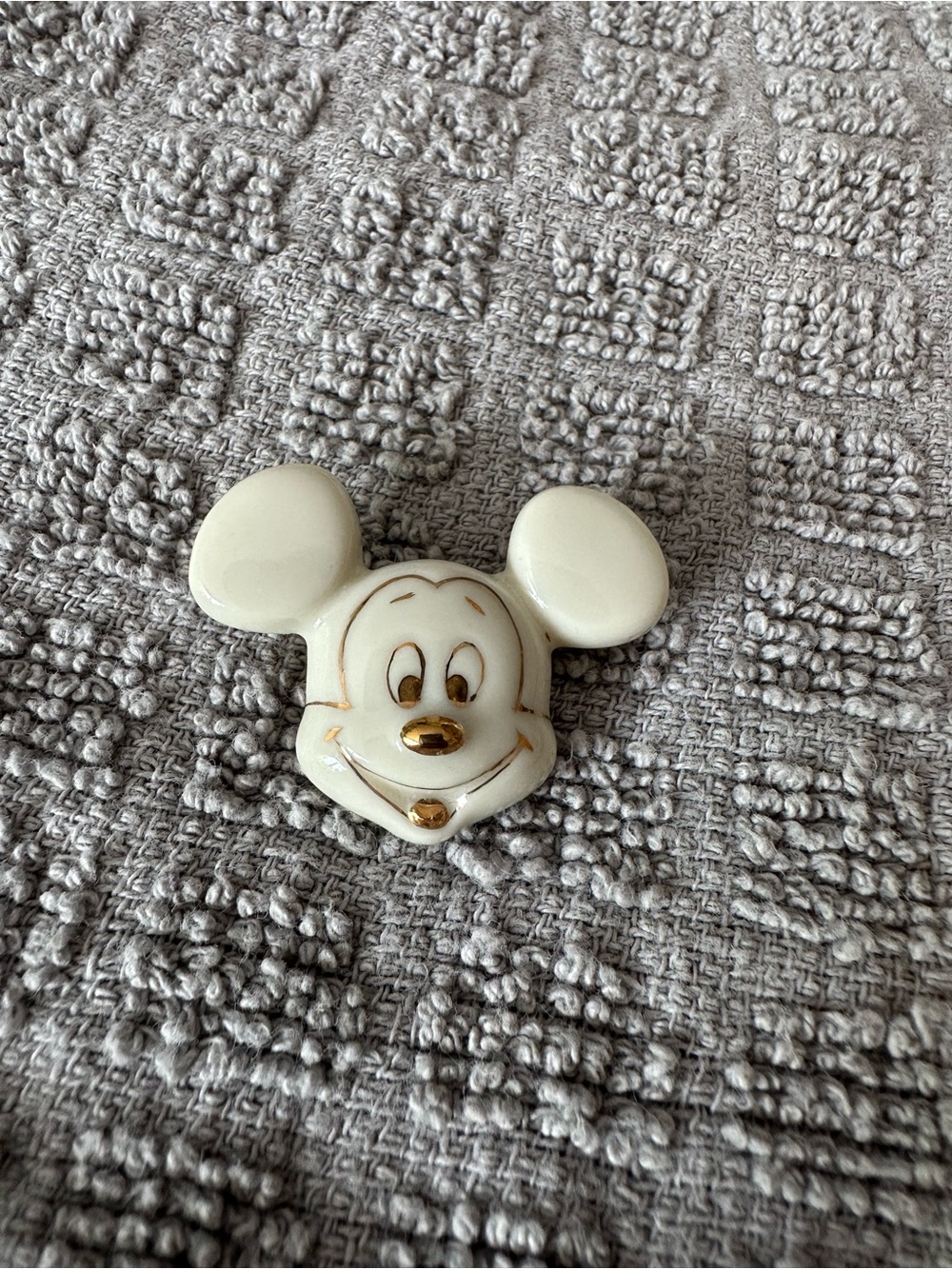 Disney Lenox Cream Mickey Mouse Face Pin with Gold Accents